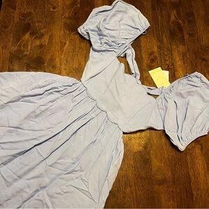 NWT Allison + Kelly Scalloped Puff Sleeve Open Back Cut Out Mini Dress M